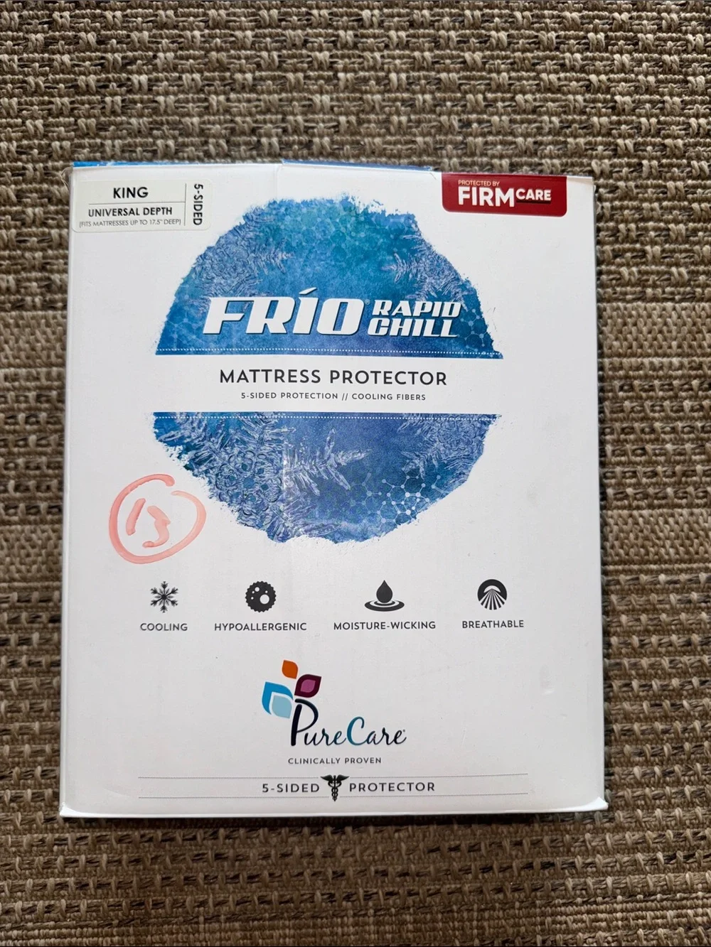 Frio Rapid Chill Mattress Protector by PureCare - pure care 5 sided protection
